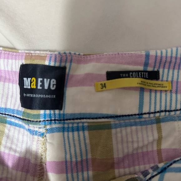 Anthropologie Colette Plaid Wide Leg Pants in Blue and Pink 34 - Picture 3 of 5